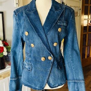 Double-Breasted CottonTailored Fit Denim Jacket